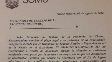 El Somu rechazó la conciliación obligatoria decretada por Chubut
