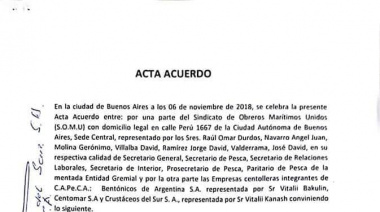 Empresas centolleras nucleadas en CAPECA sellaron acuerdo salarial con el SOMU