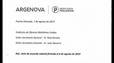 Argenova se adhiere al acuerdo salarial firmado entre el SOMU y CAPECA