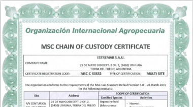 Estremar obtuvo la Certificación MSC de Cadena de Custodia