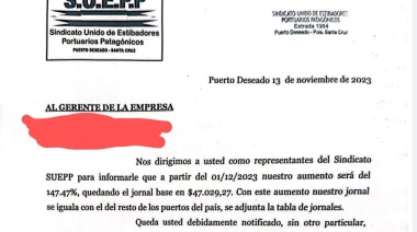 Estibadores de Puerto Deseado informaron un aumento de jornal y la eliminación del medio turno