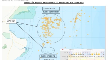 Por alerta de temporal Prefectura monitorea el ingreso buques chinos a la Zona Económica Exclusiva 