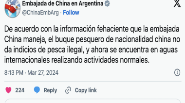 Desmienten apresamiento de potero chino por pesca ilegal en aguas argentinas