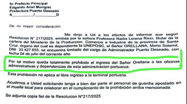 Humillante final: Desvinculan a Mario Orellana como administrador del puerto de Deseado y le prohíben el ingreso a las oficinas