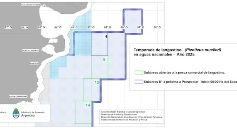 Realizarán una nueva prospección de langostino en la Subárea 4