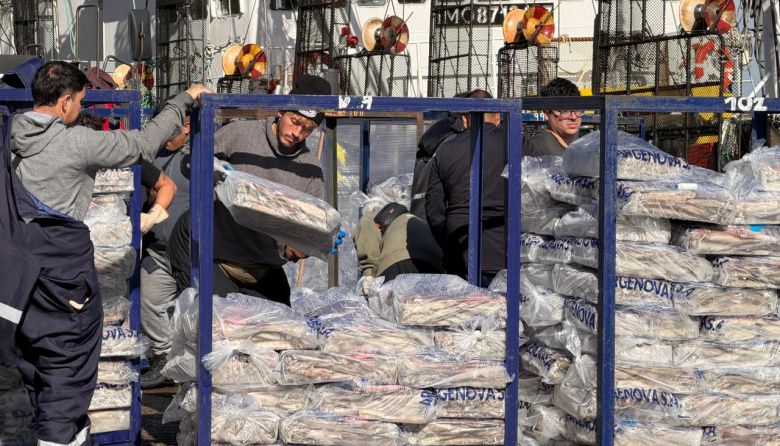 El potero HOYO MARU 37 descargó 500 toneladas de calamar en Puerto Deseado