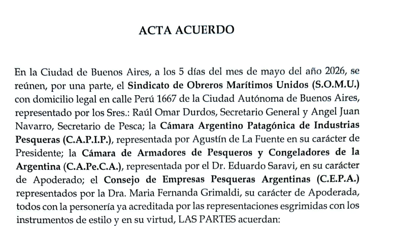 El SOMU y las cámaras acuerdan un sistema salarial atado al precio del langostino
