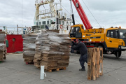 Terminó la zafra del langostino y Deseado se llenó de barcos, pero con poca descarga